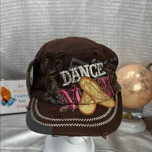 (W4) Vintage Leader L.O.G.A. Dance Cap, Y2K Rhinestone Mom Adjustable